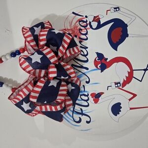 Whimsical Flamingo Art with Patriotic Flair